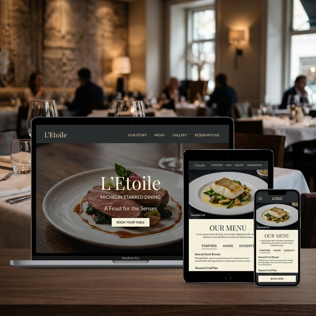 Elegant restaurant and hospitality website design with immersive photography and seamless reservation booking flow